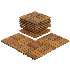 Bare Decor U-Snap Interlocking Flooring Tiles in Solid Teak Wood